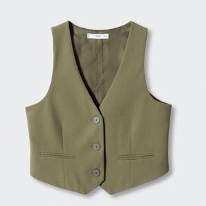 Mango khaki/olive green suit vest w/ buttons - Size XXL